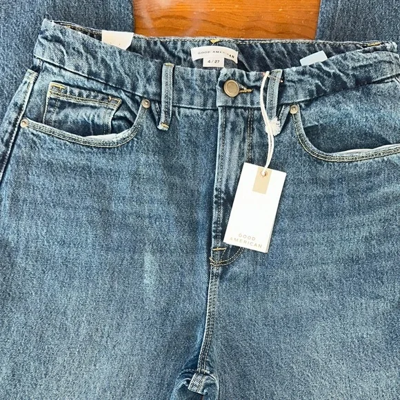 NWT Good American good boy women's Blue Straight Leg Jeans size 4/27 - Picture 4 of 16